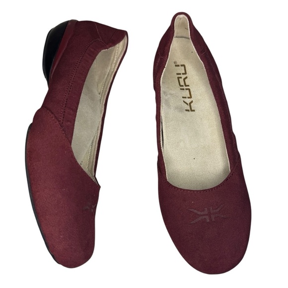 Kuru Vienna Suede leather Flats Maroon Burgundy Red Womens shoes size 6 - Picture 1 of 13